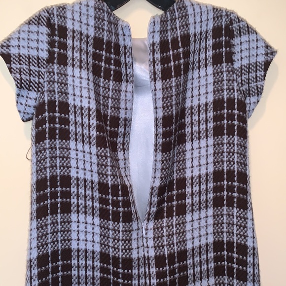 HELENA Tweed Plaid Flounce Girl Dress Short Sleeve Lined Crewneck Brown Gray 16 - Picture 4 of 9